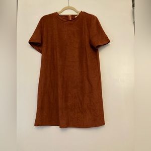 Unlined Burnt Orange Suede Dress